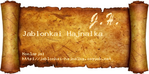 Jablonkai Hajnalka névjegykártya
